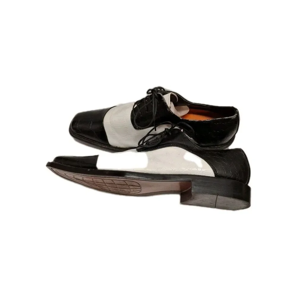 Antonio Correlli Elite Dress Shoes Black White Faux Leather Size 11 #6089